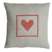 Image of Hand cross stitch on natural linen  – Red Heart Design