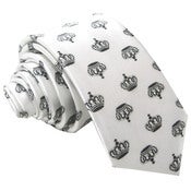 Image of "Royal Tie" SlimLine Neck Tie WHITE (repeating Crown)