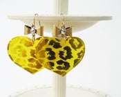 Image of Leopard Heart Earrings - Yellow