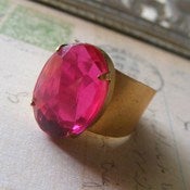 Image of Glamour pink rhinestone vintage inspired ring