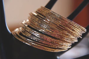 Image of Set of 40 Stacking, Hand hammered, 14k yellow gold filled bangles, gypsy and organic look