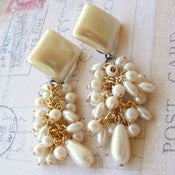 Image of Pearl Stud Earrings with Beaded Tassel