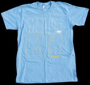 Image of -273 Bubble baby blue T - yellow / white print