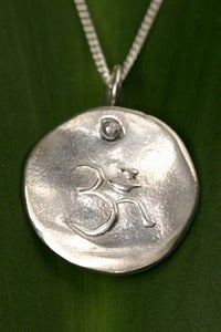 Image of Silver Medallion Necklace Om, Spiritual Enlightenment