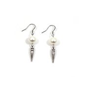 Image of Pure Expression Earrings w/ Small Pearl & Short Spike