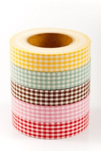 Image of 1 pk fabric tape - mini check - peppermint - FT013