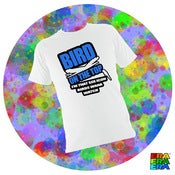 Image of Bird On The Top T-shirt White, Black & Blue