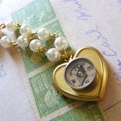 Image of Follow Your Heart locket and compass charm necklace