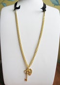 Image of Heart & Key Velvet Ribbon + Chain Necklace - Gold Vermeil