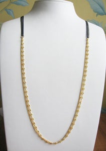 Image of Double Chain Necklace + Black Organdy Ribbon - Gold Vermeil
