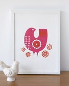 Image of pink bird screenprint