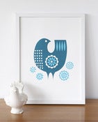 Image of blue bird screenprint