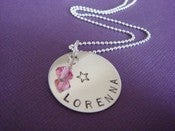 Image of Pendentif rond Argent à personnaliser + Cristal de Swarovsky