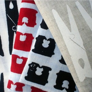 Image of Bread tag tea towel - red