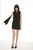 Image of (SOLD OUT) N8 - JERSEY TANK DRESS/LONG TANK WITH HAND FRINGED JERSEY SCARF ATTACHED
