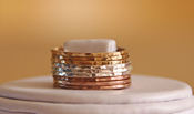 Image of TRI COLOR: 14k rose gold filled, yellow gold filled and sterling silver hammered stackable rings