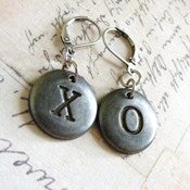 Image of X&O hugs and kisses metal disk earrings