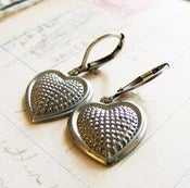 Image of Steel Hearts silver dangle earrings