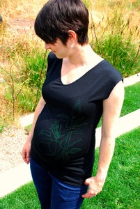 Image of black v-neck green lily maternity top