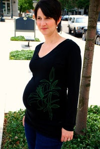 Image of black long sleeve green lily maternity top