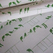 Image of Laundry Birds on 100% organic cotton - pesto