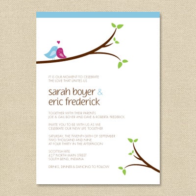  Sarah Love Bird Wedding Invitation