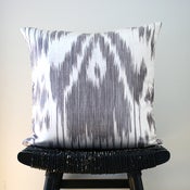 Image of GREY IKAT Linen and Silk Cushion Cover 45 x 45 cm