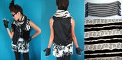 Image of Textured Stripes Scarf with Black Fringe