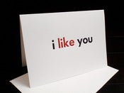 Image of i like you. // red+black letterpress notecard // qty 1