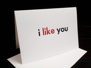 Image of i like you. // red+black letterpress notecard // qty 1