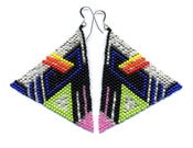 Image of Hand-Beaded Pyramid Earrings E1