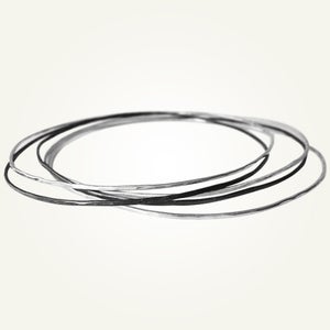 Image of Hammered Bangles Set, Sterling Silver