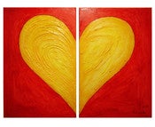 Image of One love two hearts Mixed Media on canvas 24" by 36" (x2) 