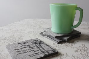 Image of brooklyn bridge architectural coasters - industrial felt, set of four