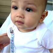 Image of Blue Robots Pacifier Holder