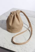 Image of Waffle Knit Drawstring Pouch (Long Strap)