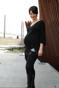 Image of black kimono sleeve raindrops maternity tunic