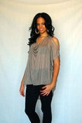 Image of Jocelyn Shredded Modal Silk Tunic In Tan/White. PRE ORDER SHIPS AUG 6th