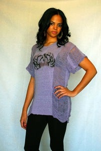 Image of "She's A Tiger" Shredded Eco Tee-Purple