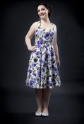 Image of 'Christine' dress - Cream with purple flowers - limited edition