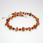 Image of Gemstone Beaded Necklace - Natural Agate and Carnelian