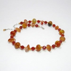 Image of Gemstone Beaded Necklace - Natural Agate and Carnelian
