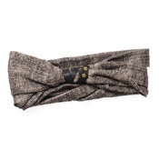 Image of New Loop Scarf: Black Yak Wool/Natural Raw Silk with Leather Tab