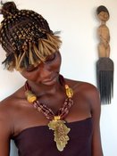 Image of "AFRICA" Brass design & Ghana Recycle Glass Beads