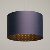Image of Lavender silk lampshade by lights of london with gold print