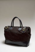 Image of "GEORGE" Black Calfskin & Espresso Suede Tote Bag 