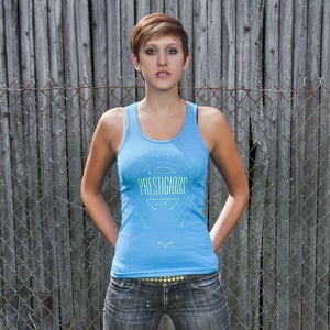 Image of Women's badge tank baby blue - 100% cotton American Apparel tank