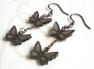 Image of Vintage Chic Noir Butterfly Earrings