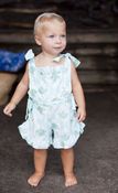 Image of Frilled playsuit in vintage floral blue