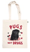 Image of Pugs Not Drugs Tote - Black and Red